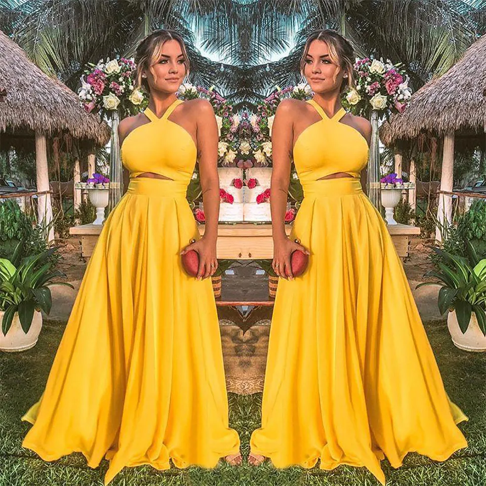 Trendy yellow dresses clearance