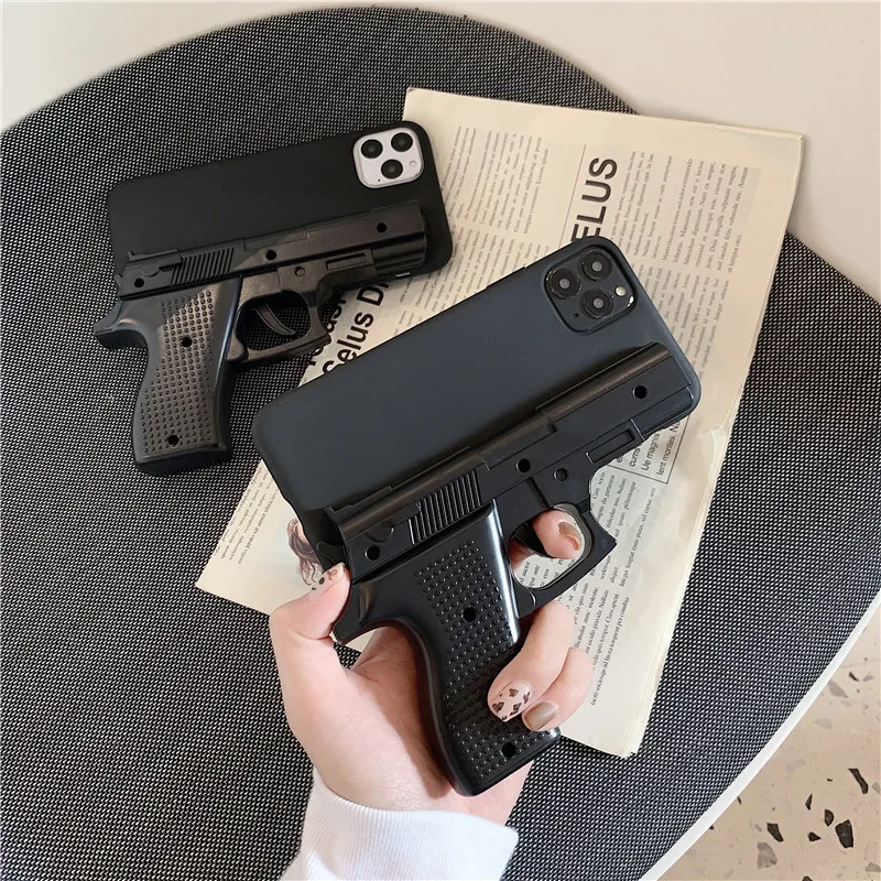 Mode 3D Modell Pistole Telefon Fall Für iphone 12 Pro Max 11 Xr Xs 7 6 6s Plus Kreativität schutzhülle Shell