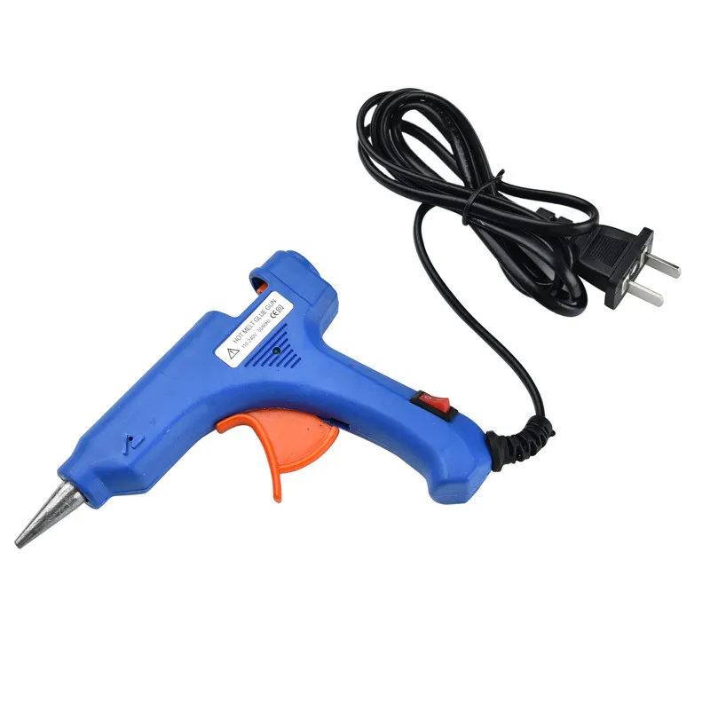 Pistolet à colle thermofusible 20w 110-240v 7mm bâton de colle thermofusible avec l'interrupteur multi-usages artisanat bijoux maison bricolage utiliser outil distributeur d'adhésif