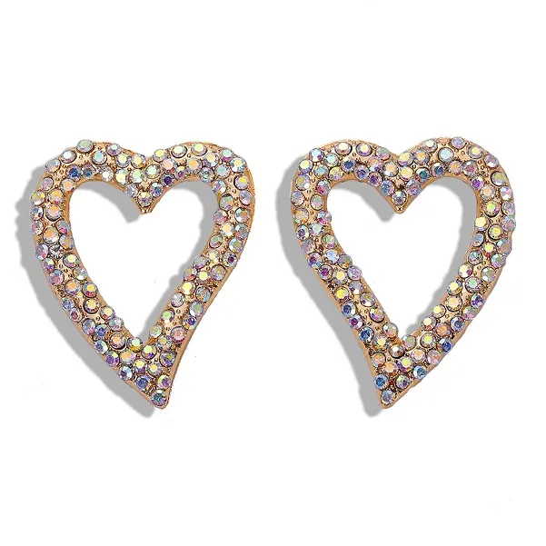 Wholesale-New ins trendy fashion luxury designer diamond full pearl geometric cute lovely heart stud earrings for women