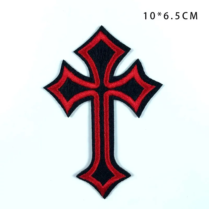 Kreuz-Aufnäher zum Aufbügeln, besticktes rotes Gothic-Motorrad-Biker-Weste-Emblem