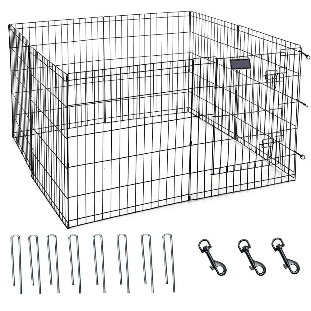 24-Zoll-Faltgehege für Haustiere, Laufstall, Hundehütten, Zwinger, Zubehör für Hunde, acht hohe Platten, Metall, Direktverkauf aus Tianjin China Factory Wholesales