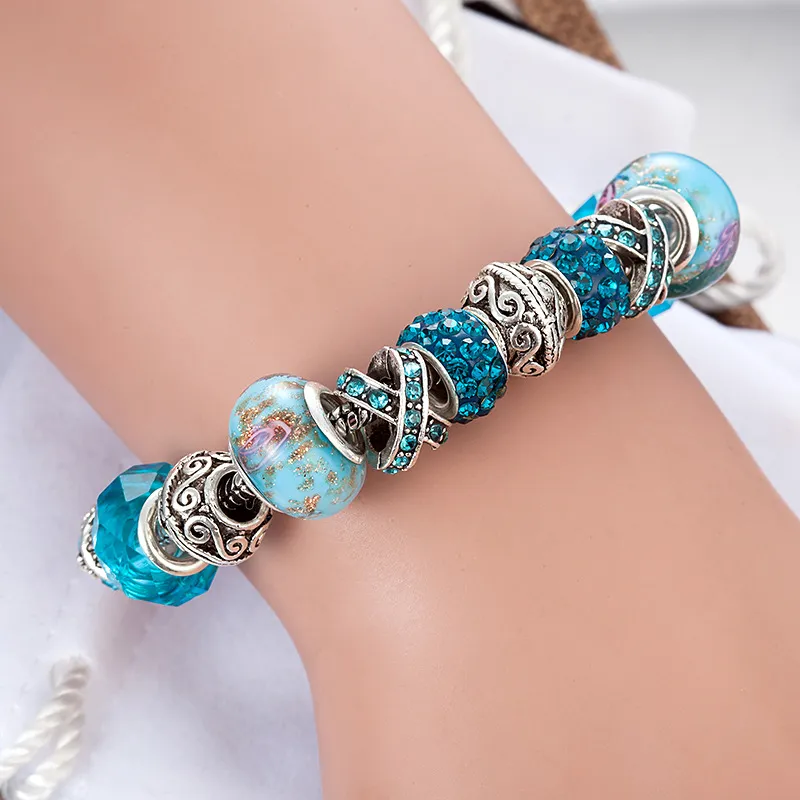 Strengen Blauwe Magic Kralen Armband 925 Silver Crystal DIY Sieraden Gift