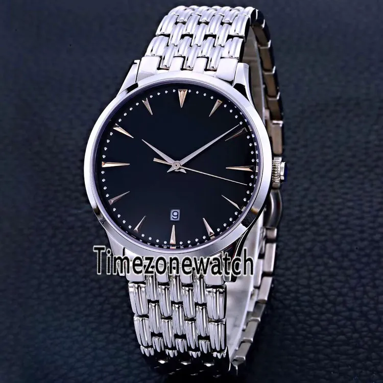 New Master Control Date 1282510 Miyota 8215 Orologio da uomo automatico Cassa in acciaio argento Quadrante nero Bracciale in acciaio inossidabile Fuso orario E25c3