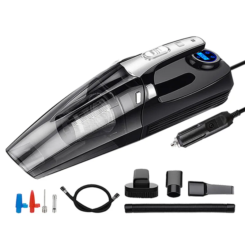 AX-6618 4 in 1 Car Handheld Vacuum Cleaner with Digital Tire Inflator Pump Pressure Gauge LED Light Vacuum Cleaner For Home Auto Car