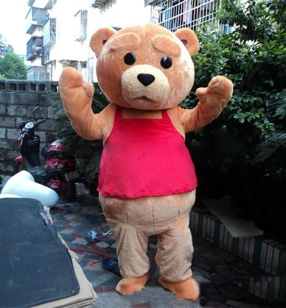 Ny TED Costume Teddy Bear Mascot Kostym Gratis frakt