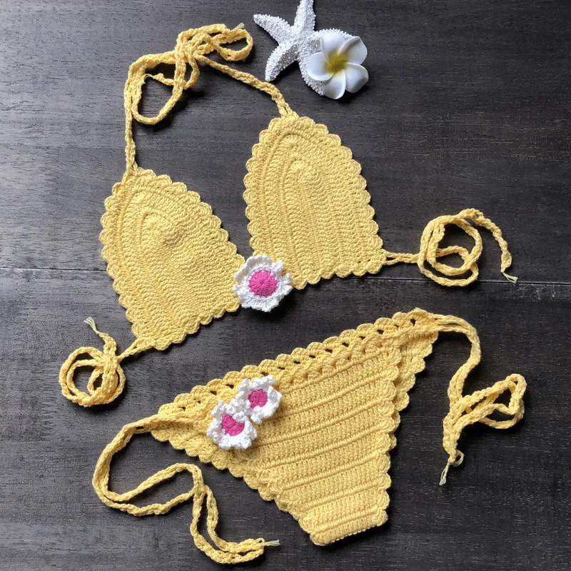 Childrens Swimwear Handmade Crochet Bikini Children Cotton Swimsuit Girls  For Baby Toddler Beachwear Strappy Bathing Suits S M L From Yiyunwat, $21.2