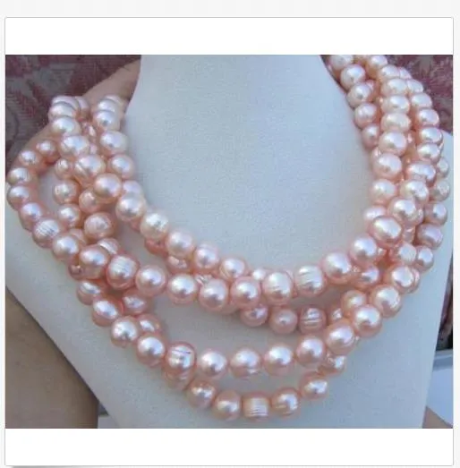 Naturalne Ogromne Morze Południowe 10-11mm Pink Pearl Necklace 50 "14K Złoto Zapięcie