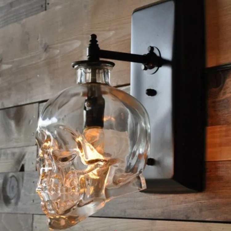 Wandlampen LOFT Persoonlijkheid Industrieel IJzeren Glas Retro Bar Outdoor Wall Lamp Skull SCONCE Lichten Hotel KTV Slaapkamer Woonkamer Verlichting