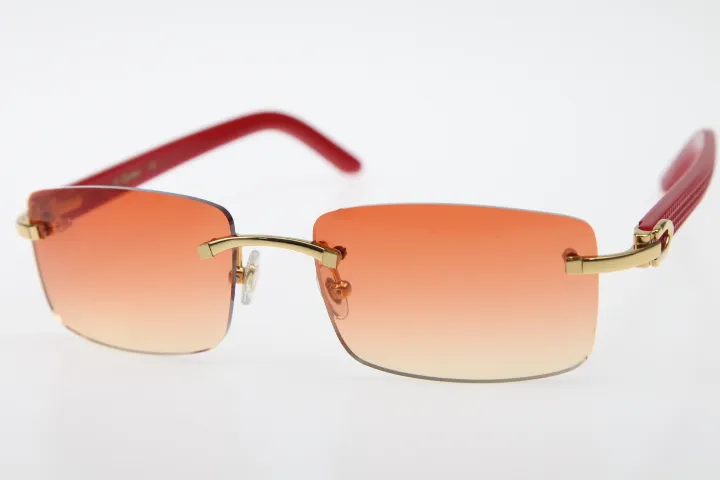 2019 Partihandel Rimless Glasögon Röd Aztec Solglasögon Hot 3524012 Arms Rimles Solglasögon Hot Modell Unisex Designer Glasses Ny Orange Red Lens