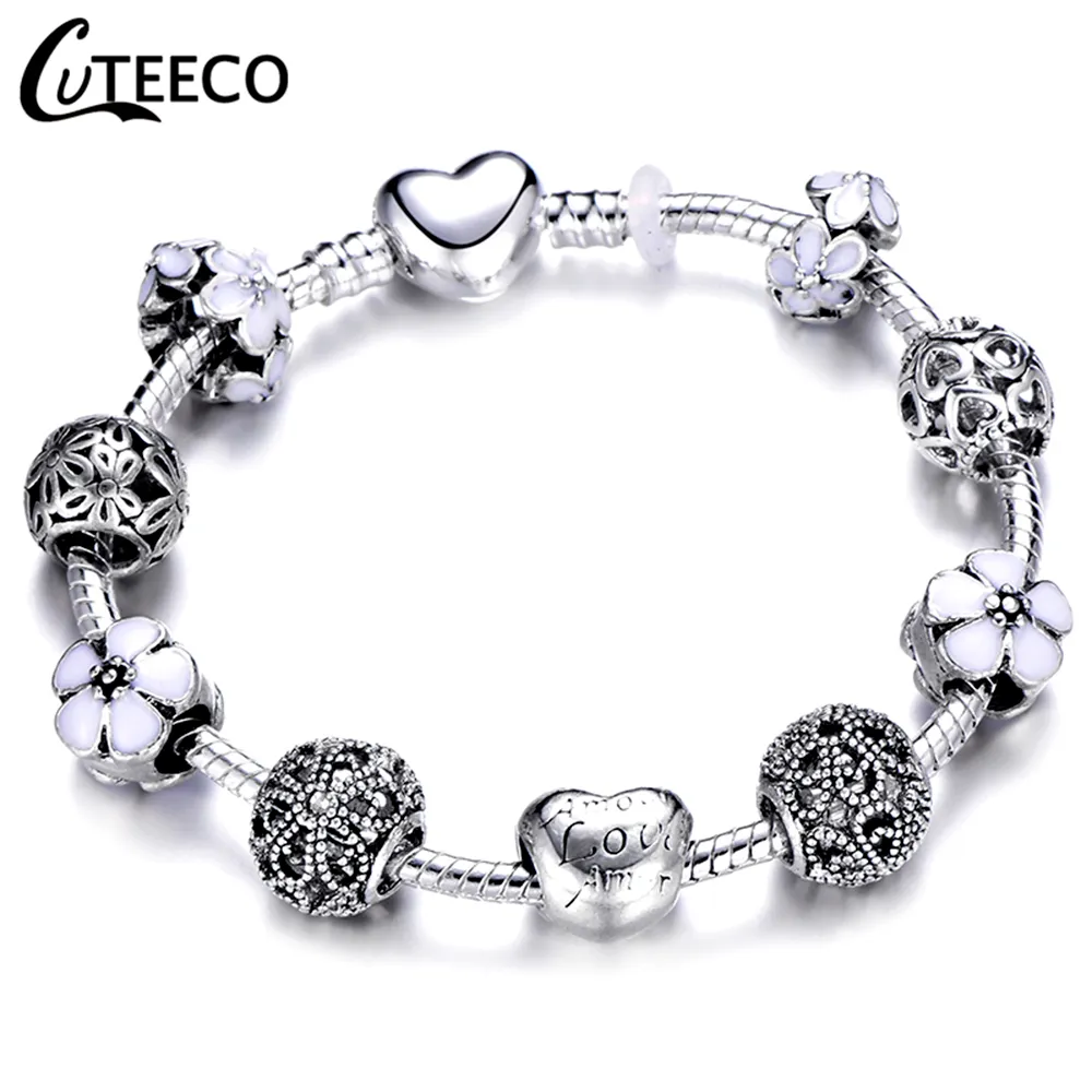 Perle murano vuote a braccialette argento in argento si adattano braccialetti Pandora originali a vendita calda per i gioielli da donna