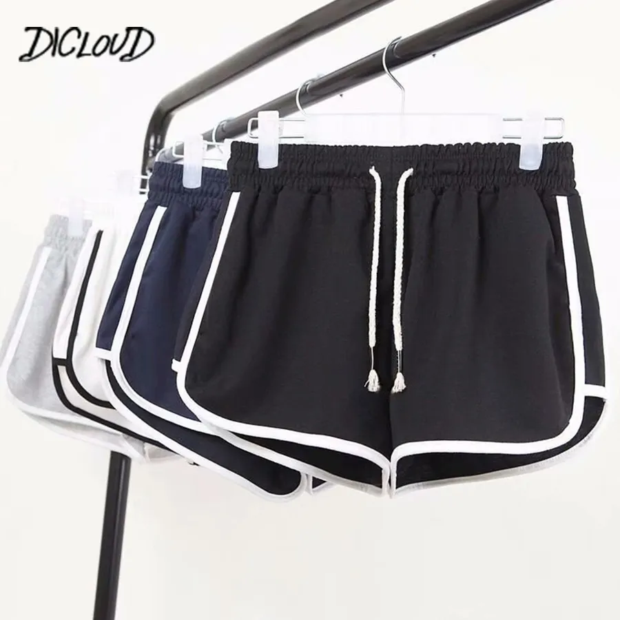 Dicloud mode zomer casual shorts vrouw 2019 stretch hoge taille buit shorts vrouwelijke zwart wit losse strand sexy korte s-xxl