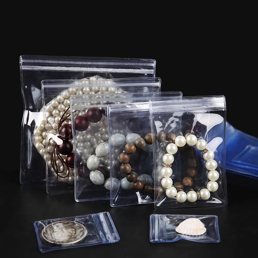 Reclosable Zip Lock PVC Anti-oxidation Bag Jewelry Packaging Plastic Bag Rings Jade Pearl Anti-tarnish Packing Zip Pouch