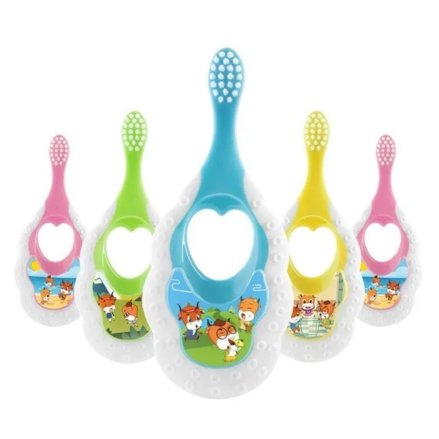 Baby-Zahnbürste mit weichem Anti-Rutsch-Griff, Cartoon-Motiv, für Kleinkinder, Kinder, Neugeborene, Mundpflege, C18112601