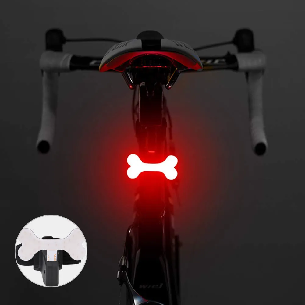 Rood + Blauw LED USB Oplaadbare Bone Driehoek Fiets Achterstaart Licht Fiets 5 Modi Nacht Veiligheid Fietsen Waarschuwingslamp Waterdicht