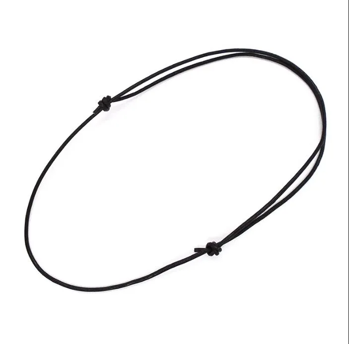 20pcs/lot Black Genuine Leather Chains Cord Knot Slider Long Adjustable Choker Necklaces