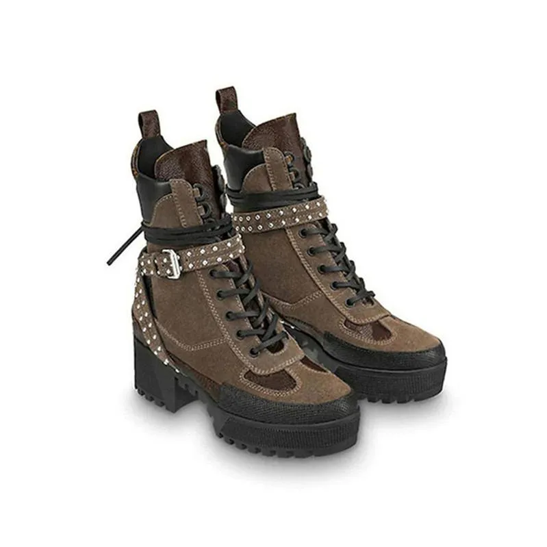 Vente chaude-n bottes 5cm talon 100% impression chaussures d'hiver de luxe en cuir véritable taille US4.5-11