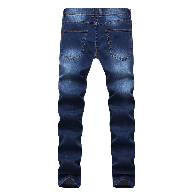 Mens Casual Hole dragkedja Pants High midja jeans casual blå denim byxor nyaste stil mode sommarbyxor2531