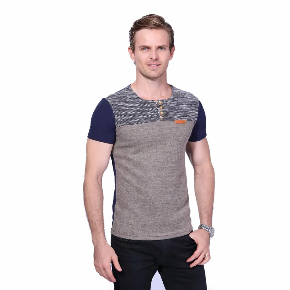 Patchwork Moda de verano para hombre Camiseta Casual Patchwork Camiseta de manga corta Ropa para hombre Tendencia Casual Slim Fit Hip-Hop Top Tees Tendencia