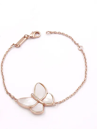 Hot gold plated jewelry with white bearing butterfly with diamond copper plated rose gold necklace bracelet set