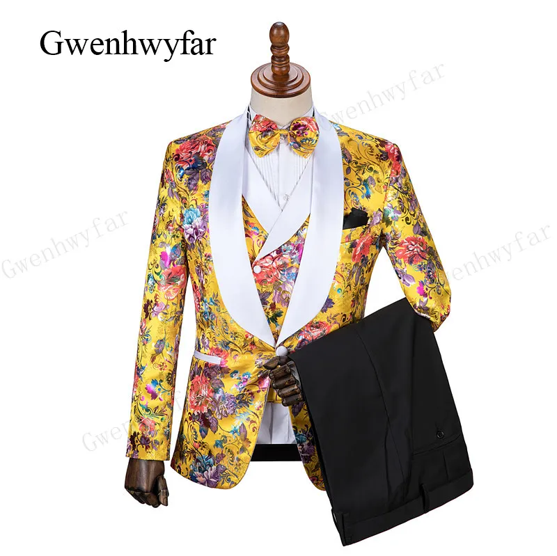 GWENHWYFA 3PC Pak Mannen Gloednieuwe Slanke Fit Bedrijf Formele Wear Tuxedo Hoge Kwaliteit Trouwjurk Heren Past Casual Costume Homme