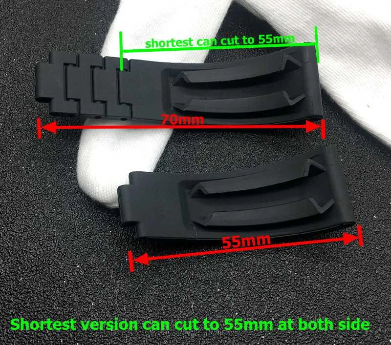 Zwart kortste 20 mm Silicone Rubber Watchband Watch Band voor rolband GMT OysterFlex Bracelet Tool214K