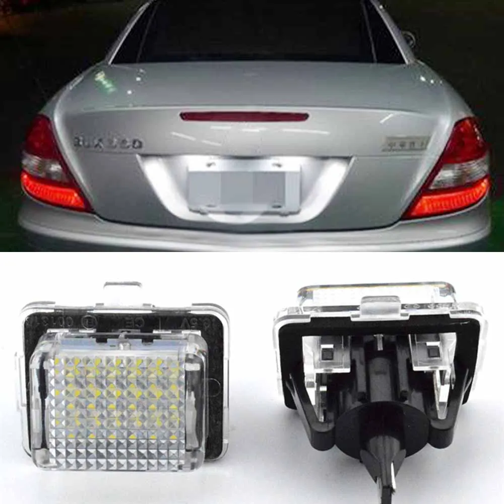 2PCS Error Free 12V 18 SMD Car LED White License Number Plate Light Lamp For Mercedes Benz W204 W221 W212 W216