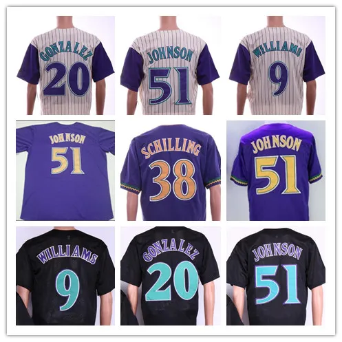 Vintage Arizona Jersey 51 Randy Johnson Jerseys 20 Luis Gonzalez 44 Paul Goldschmidt 38 Cut Schilling 9 Matt Williams Baseball Jersey