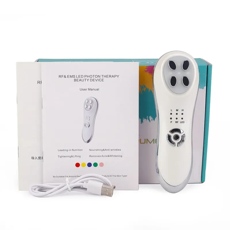 5 in 1 EMS Mesotherapy Electroporation RF 무선 주파수 얼굴 LED 광자 스킨 케어 장치 얼굴을 ​​들어 올리는 눈 관리