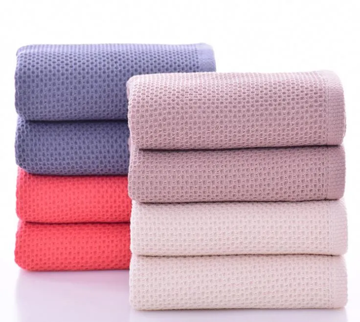 Adult face washing towels large face towel Japanese style simple cotton absorbent soft honeycomb pattern for men and women couples 35 * 75cm