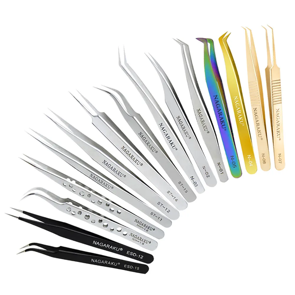 Tweezer de aço inoxidável pinça falsa pinça cílios pílulas extensão curler nipper cabelo remoção clipe ferramentas de maquiagem quente gga2369