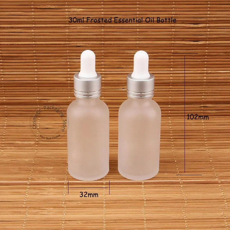 Bottiglia di olio essenziale in vetro da 30 ml Vaso contagocce satinato Contenitore cosmetico da donna da 1 OZ Campione da 30 grammi Barattolo di prova