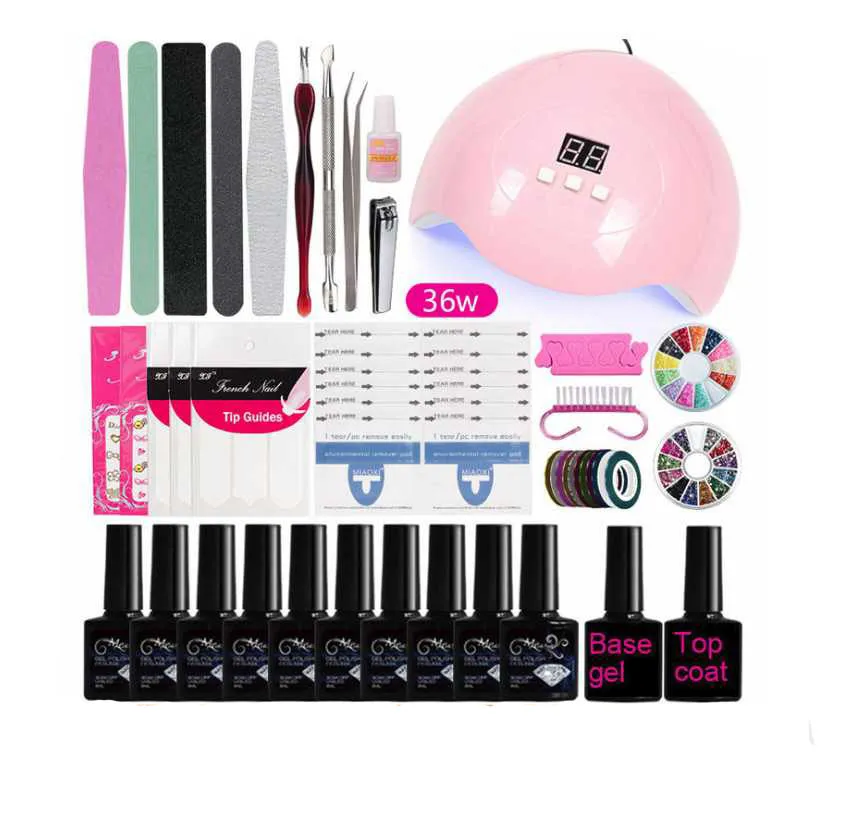 Manicure Set Nail Kit med 24W / 36W LED Nails Lamp Nails Drill Machine Nail Polish Kit Acrylic Nail Art Tools Set