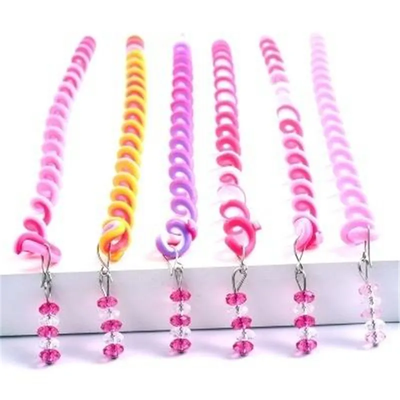 Rainbow Color Hair Braiding Tools For Girls Spiral Hairbands For
