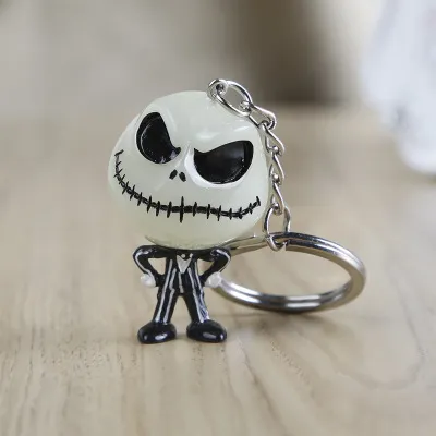 Der Albtraum vor Weihnachten Schlüsselanhänger Jack Skellington Schlüsselanhänger Hängerkopf leuchtete im Dunkeln Figur Spielzeug Schlüsselanhänger