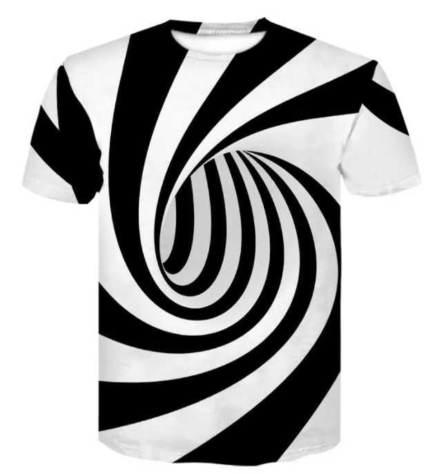 Yakudas butik Casual Loose Printed T-shirt Herrkläder Sommar Ny Vertigo Abstrakt Sterogram Skriv ut Kortärmad T-shirt T-shirt