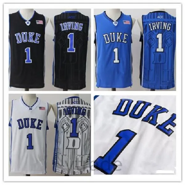 Mens Duke Blue Devils Kyrie Irving College Basketball Jersey poco costosa Blu Nero Bianco Kyrie Irving ha cucito NCAA Basketball Camicie S-2XL