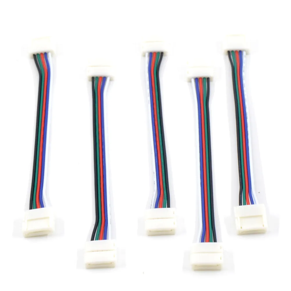 50x New 5Pin 6pin 12mm width Free Soldering Connector Wire Cable For 5050 RGBW RGBWW LED Strip one side and double side 15cm cable