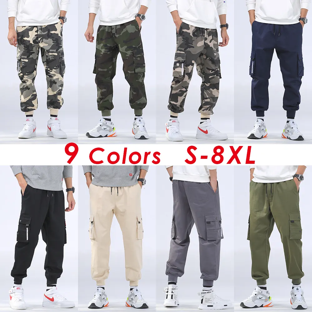 8XL Men Autumn Casual streetwear Military Camo Cargo Pants Trousers Men Outfit Winter Hip Hop Camouflage Cotton Pocket Pants Men Fleece Warm