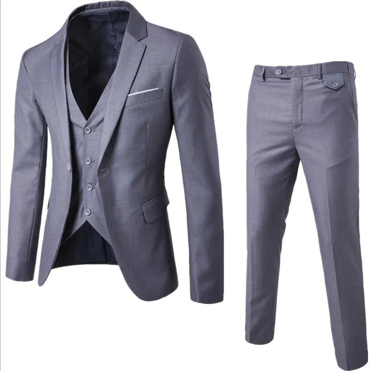 Men's Suit + Vest + Pants 3 Pieces Sets Slim Suits Wedding Party Blazers Jacket Men's Business Groomsman Suit Pants Vest Sets