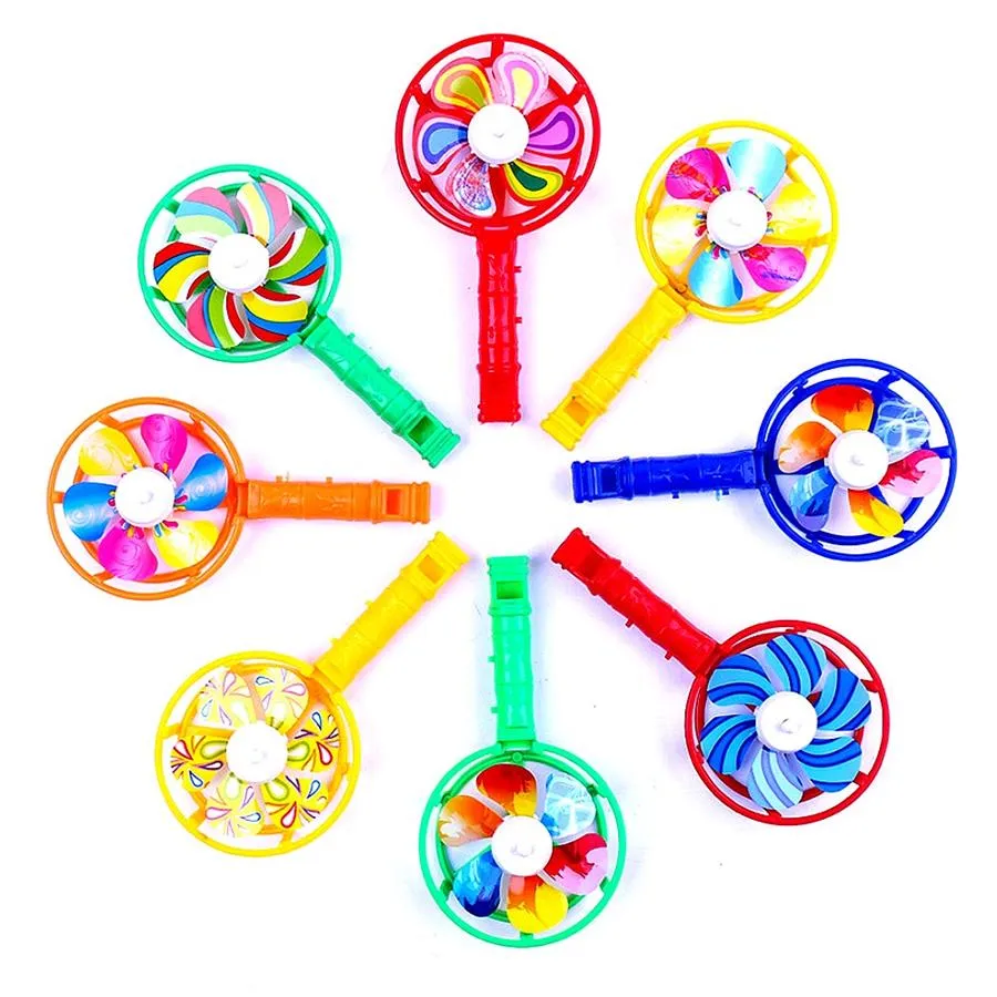 Nette Baby Kinder Windmühle Spielzeug Bunte Kleine Windmühlen Spielzeug Kinder Kunststoff Windmühle Pfeifen Griff Spielzeug Windrad Wind Spinner