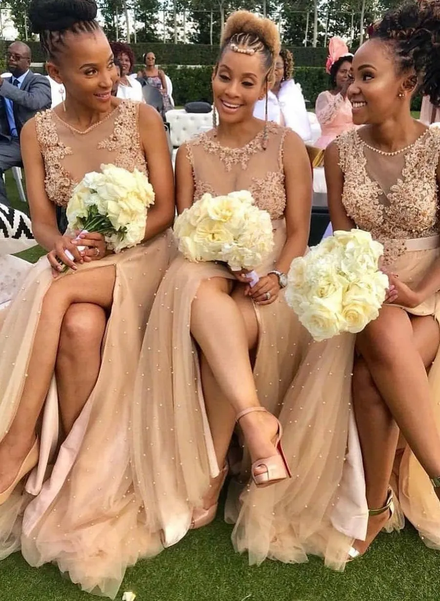 A Line Sleeveless Bridesmaid Dress, Beaded Lace... From Weddingsalon,  $117.04 | DHgate.Com