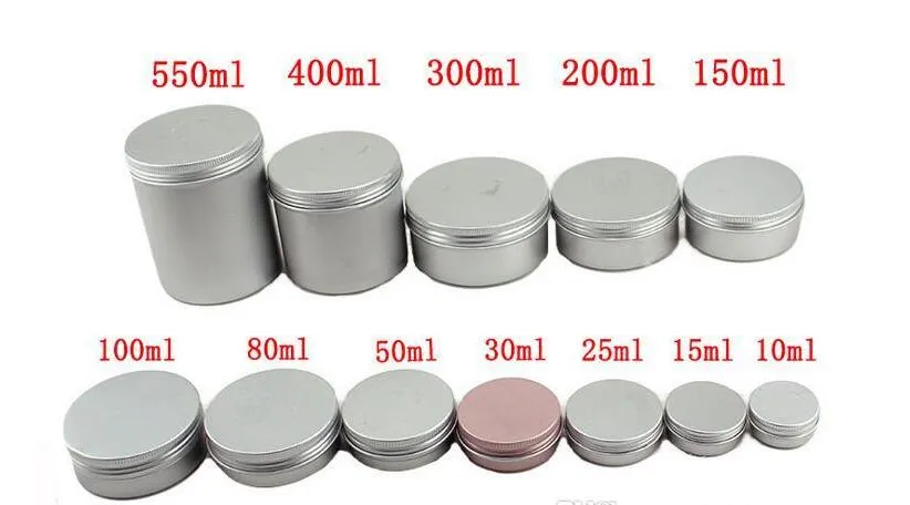 5ml 10ml 15ml 20ml 25ml 30ml 50ml 60ml 150ml de alumínio Lip Gloss Recxiner Creme Jar Cosmético Recipientes
