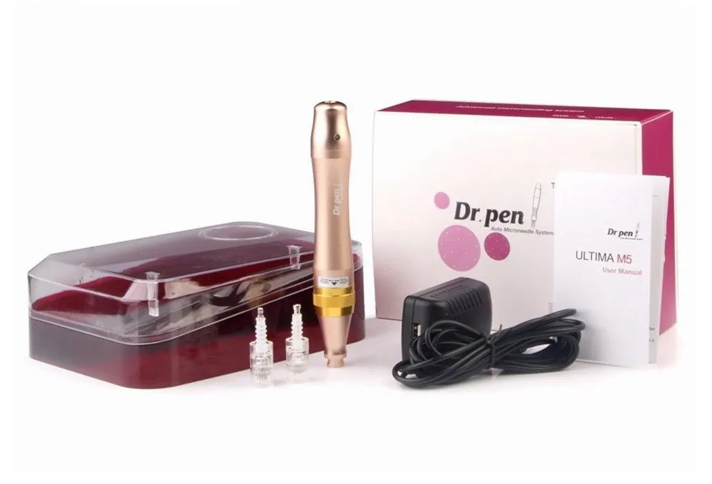 Wiederaufladbarer ULTIMA M5 Derma Stamp Dr. Pen mit 2 Stück 12-Pin-Nadelkartuschenspitzen, Anti-Akne-Faltenentfernung, DermaRoller Wireless