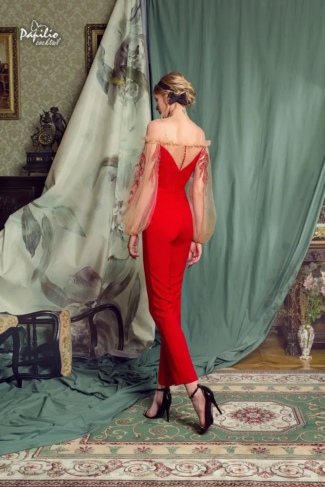 Red cocktail jumpsuit discount