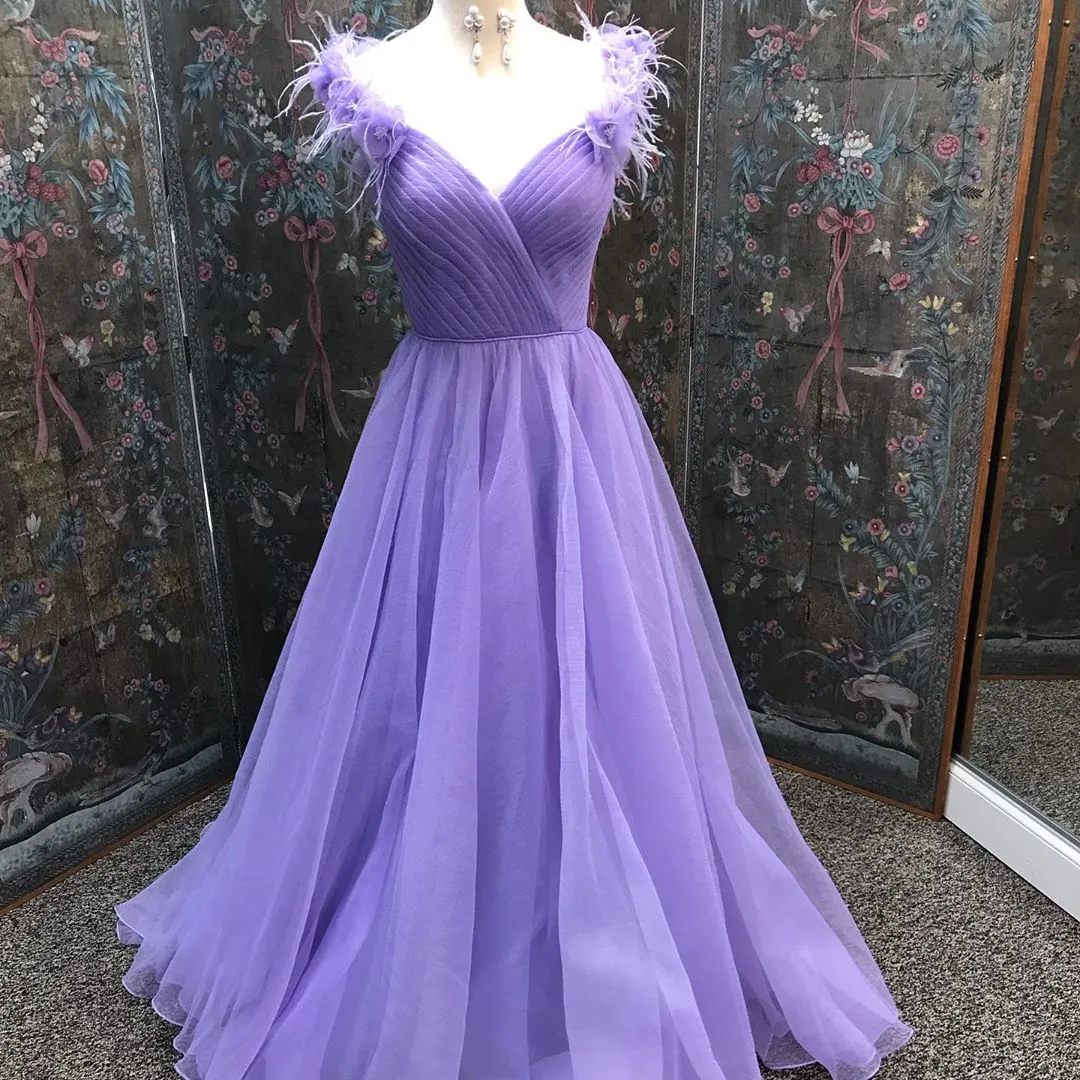 Miss Lady Pageant Dress 2020 A Line V Neck Pleated Organza Candy Color Prom Party Gowns High Split Side Sleeveless Real Photo Coral Lavender