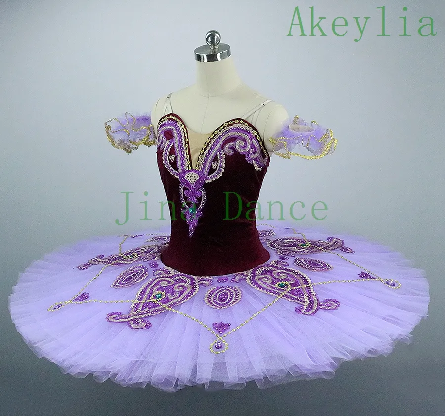 Adult Dark Purple Professional Ballet Tutu Costumes Kids Competition Ballet Platter Tutu Purple Women Classical Costume Tutu Balle317E