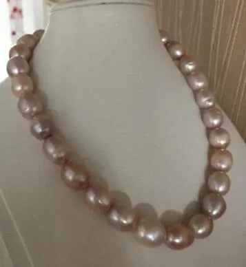 Collier de perles de lavande baroques naturelles 18 "13-14mm de la mer du Sud 14K