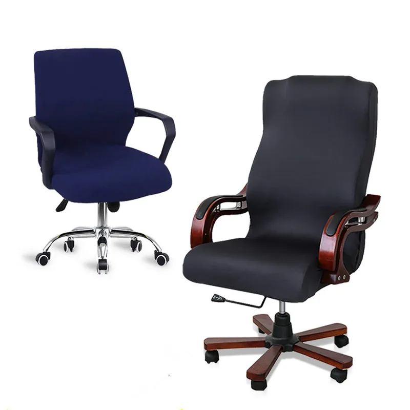 1 ADET Modern Ofis Sandalye Kapak Spandex S M L Yüksek Elastik Kumaş Slipcover Sandalye Kılıf 6 Renkler Ev Bilgisayar Siyah Kapakları