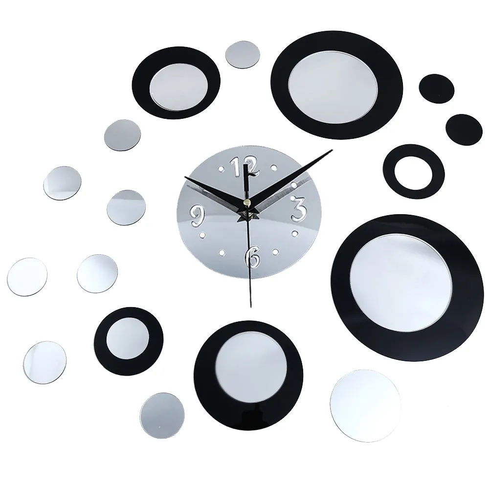 DIY Creative Round Mirror Wall Clock Stickers Home Decor